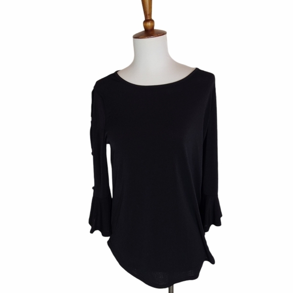 Green Envelope Black‎ Open Shoulder Blouse Small NWT - Picture 2 of 10